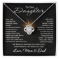 To Our Daughter Necklace – Gift from Mom and Dad – Love Knot Pendant for Birthday or Christmas