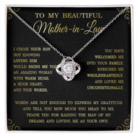 Load image into Gallery viewer, Thank You Gifts for Mother-in-Law Jewelry, To My Beautiful Mother-in-Law Necklace, Love Knot Necklace ShineOn Fulfillment
