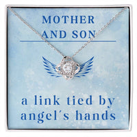 Load image into Gallery viewer, Necklace for Mom from Son – Mother and Son Love Knot with Angel Wings Message Card
