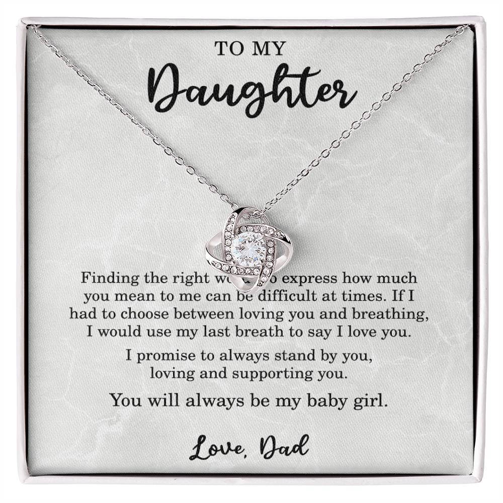 To My Daughter Necklace from from Dad Promise Necklace from Dad I Promise to Always Stand By You Daughter Christmas Gift Birthday Love Knot Pendant