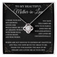 Load image into Gallery viewer, To My Beautiful Mother in Law Necklace Mother-in-law Christmas Gift from Son-in-Law Mother in law Birthday Gift Thank You for Raising the Man of My Dreams Mother-in-law Love Knot Necklace ShineOn Fulfillment
