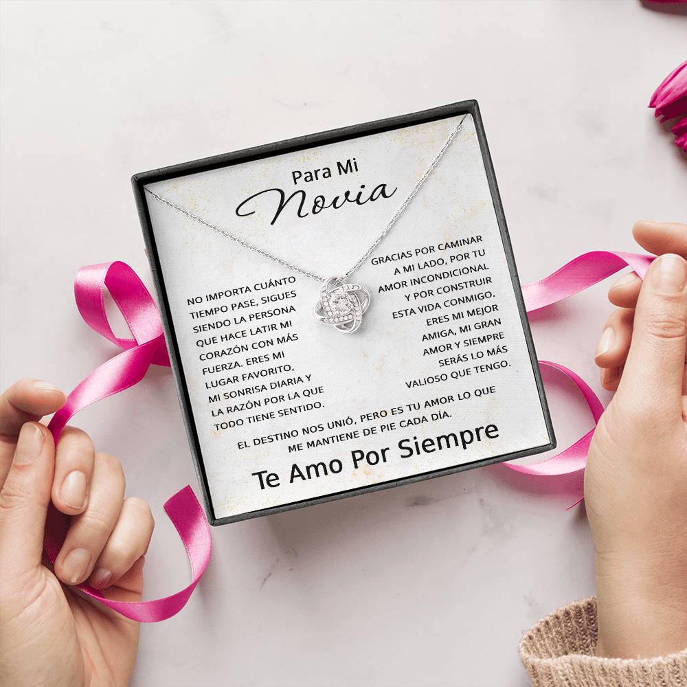 Regalo Para Novia Cumpleaños, Regalo De Aniversario Romántico en Español - Collar Love Knot