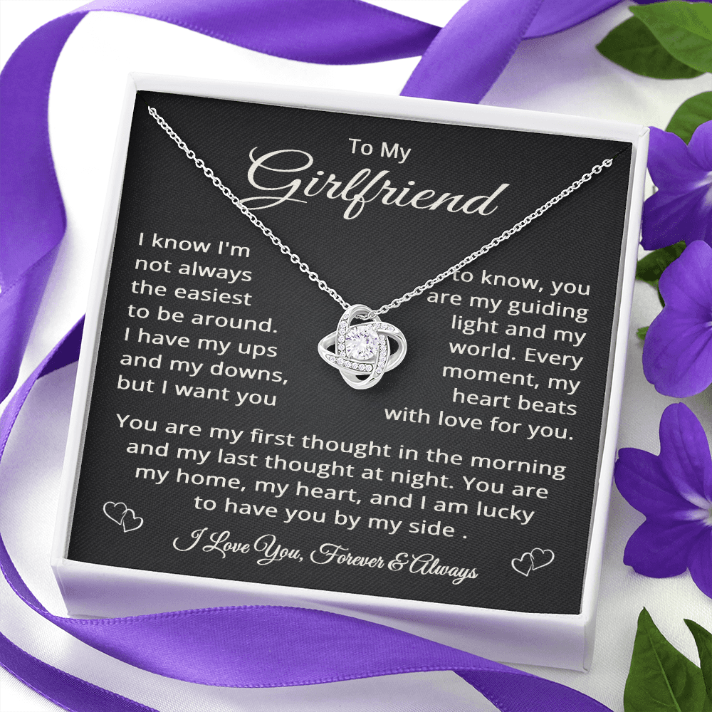 To My Girlfriend Necklace for Women, Jewelry for Birthday, Christmas, Valentine's Day, or Anniversary - Love Knot Pendant