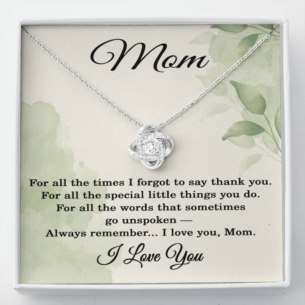 Love Knot Necklace for Mom - I Love You Necklace for Mom - I Love You Jewelry for Mothers