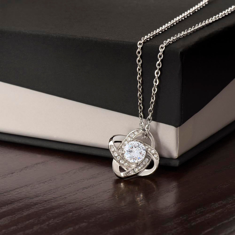 Mom Necklace for Women Stainless Steel, Mom Gifts for Birthday from Son, To My Mom the Heart of Our Home Message Card Jewelry with Love Knot Pendant