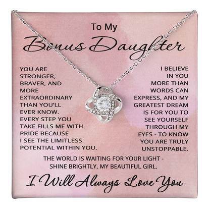 To My Bonus Daughter Necklace from Stepmom or Stepdad - Stepdaughter Gift for Birthday