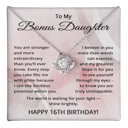 16th Birthday Gifts for Bonus Daughter - 16th Birthday Necklace for Stepdaughter - To My Step Daughter Necklace