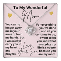 Load image into Gallery viewer, To My Wonderful Mom Necklace from Son with Message Card, Sentimental Love Knot Gift for Mom ShineOn Fulfillment
