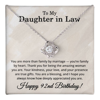 92nd Birthday Gifts for Daughter in Law - To My Daughter in Law Necklace