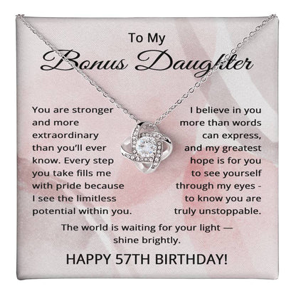 57th Birthday Gifts for Bonus Daughter - 57th Birthday Necklace for Stepdaughter - To My Step Daughter Necklace