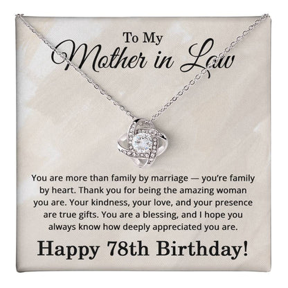 78th Birthday Gifts for Mother in Law - 78th Birthday Necklace for Mother-in-Law - To My Mother in Law Necklace