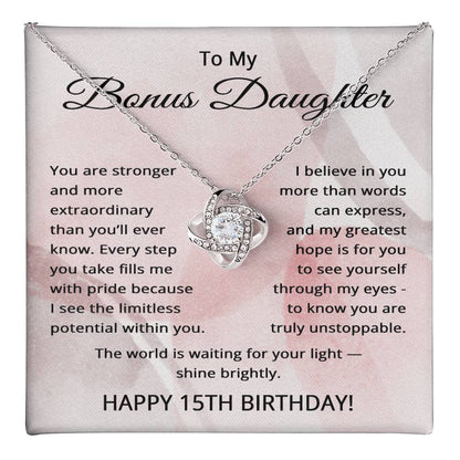 15th Birthday Gifts for Bonus Daughter - 15th Birthday Necklace for Stepdaughter - To My Step Daughter Necklace