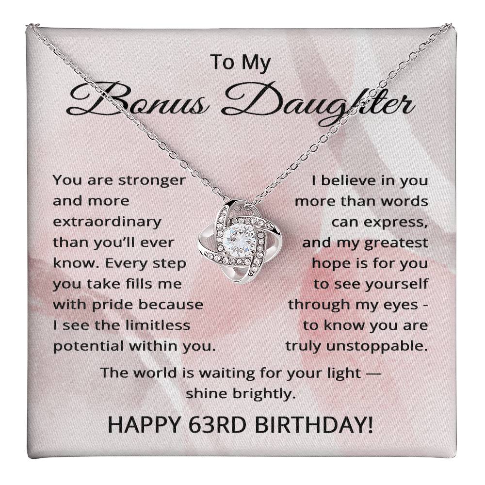 63rd Birthday Gifts for Bonus Daughter - 63rd Birthday Necklace for Stepdaughter - To My Step Daughter Necklace