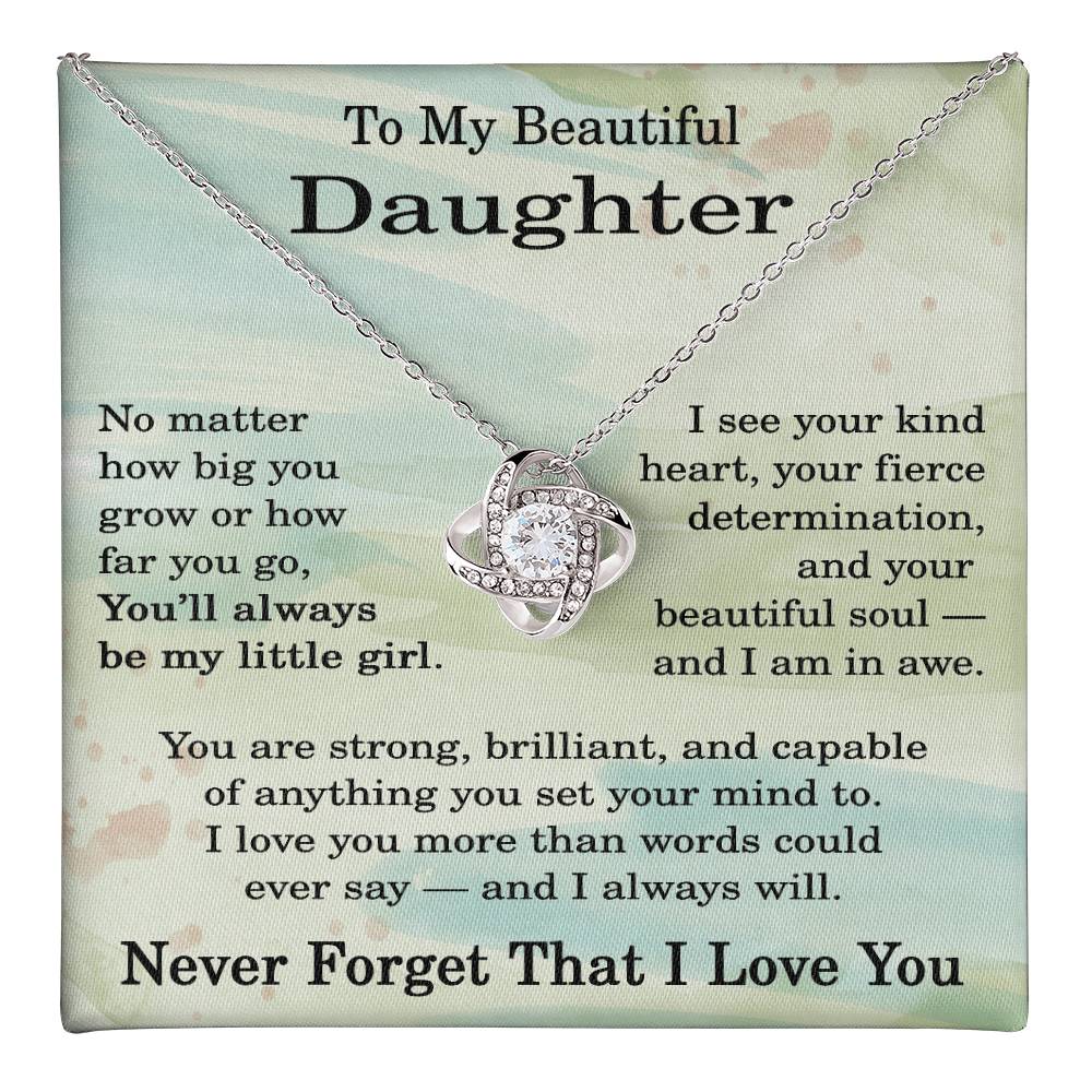 Gifts Ideas for Daughter, To My Daughter Necklace, Love Knot Necklace for Daughter