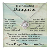 Load image into Gallery viewer, To My Beautiful Daughter Necklace - Love Knot Necklace for Daughter
