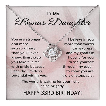 33rd Birthday Gifts for Bonus Daughter - 33rd Birthday Necklace for Stepdaughter - To My Step Daughter Necklace
