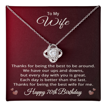 70th Wedding Anniversary Necklace for Wife - Love Knot Pendant Necklace