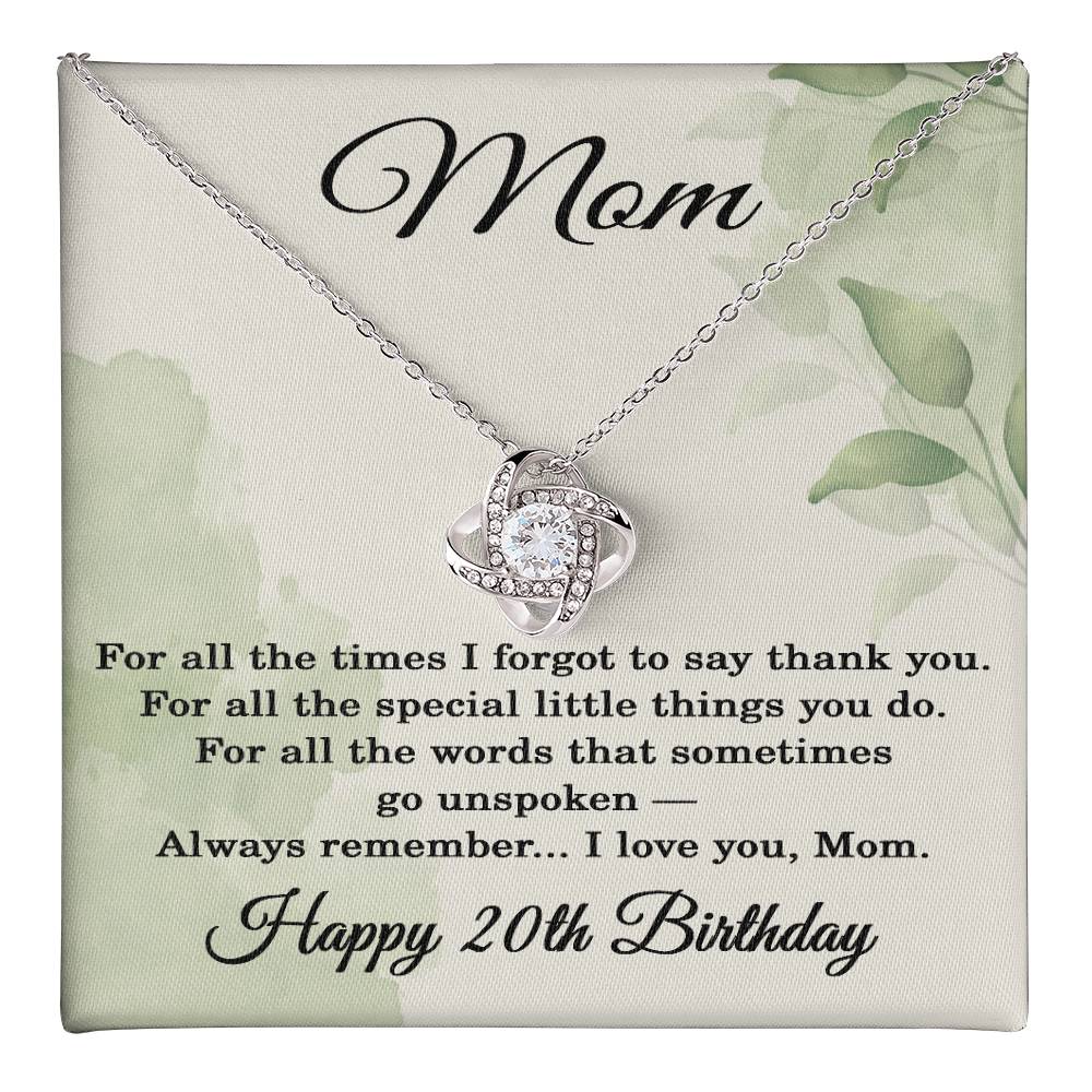 20th Birthday Gifts for Mom - 20th Birthday Necklace for Mom - Happy 20th Birthday Jewelry for Mothers