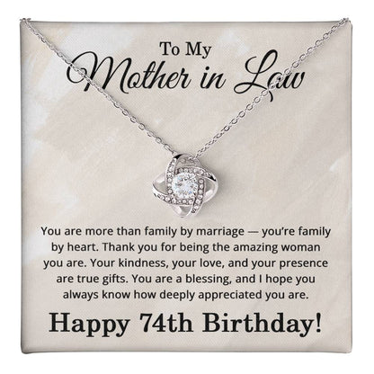 74th Birthday Gifts for Mother in Law - 74th Birthday Necklace for Mother-in-Law - To My Mother in Law Necklace