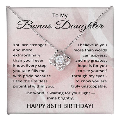 86th Birthday Gifts for Bonus Daughter - 86th Birthday Necklace for Stepdaughter - To My Step Daughter Necklace