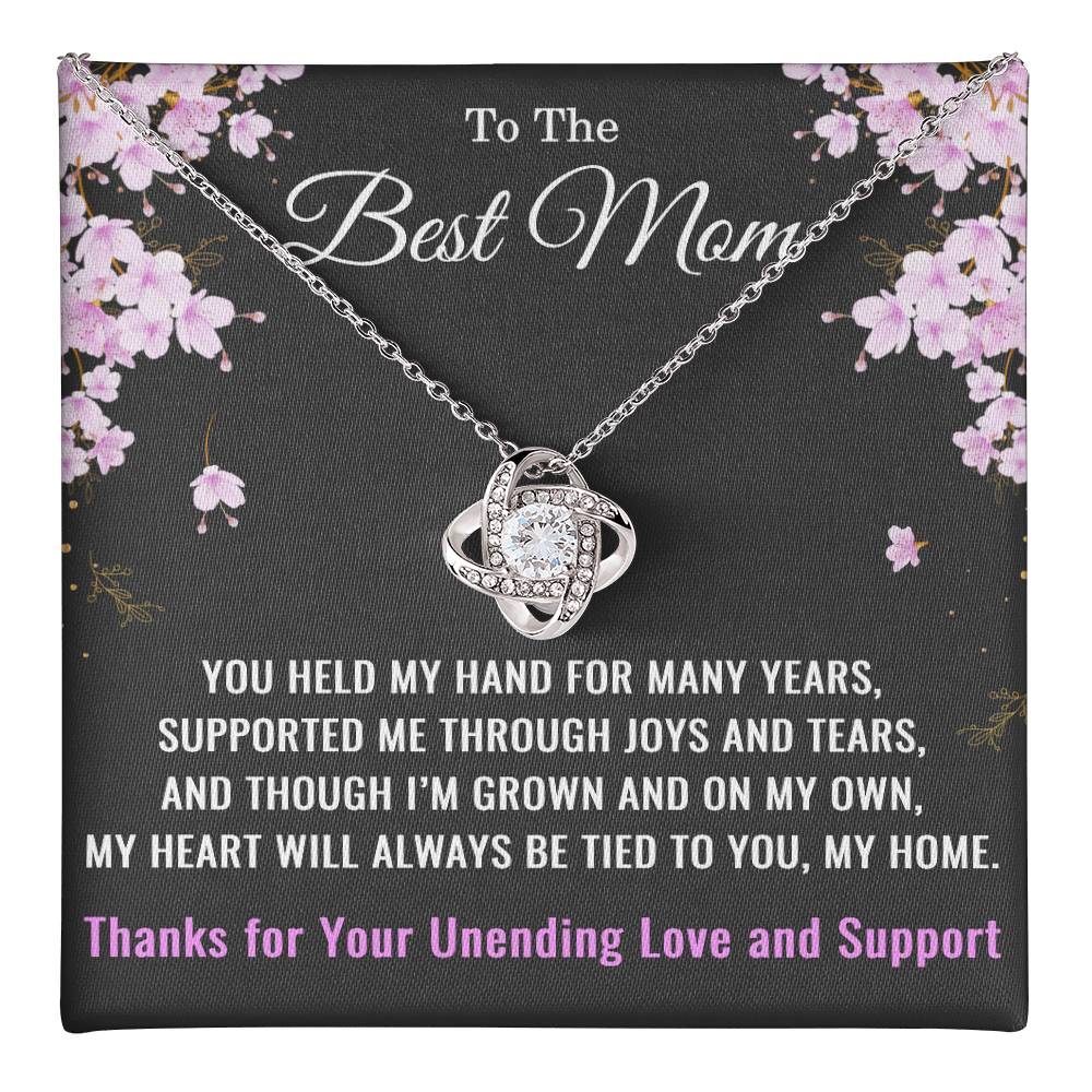 To The Best Mom Love Knot Necklace – Heartfelt Gift for Mom with Message Card