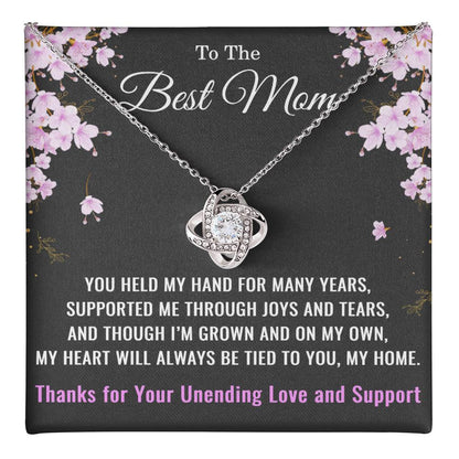 To The Best Mom Love Knot Necklace – Heartfelt Gift for Mom with Message Card