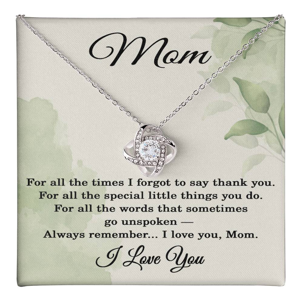Love Knot Necklace for Mom - I Love You Necklace for Mom - I Love You Jewelry for Mothers