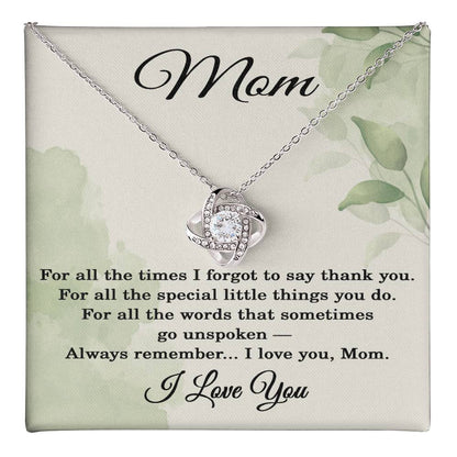 Gift for Mom – To My Mom Love Knot Necklace with Message Card
