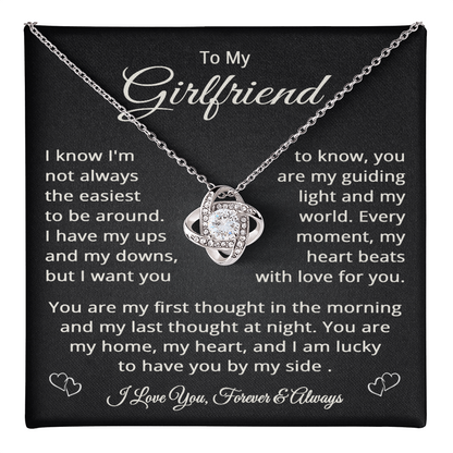 To My Girlfriend Necklace for Women, Jewelry for Birthday, Christmas, Valentine's Day, or Anniversary - Love Knot Pendant