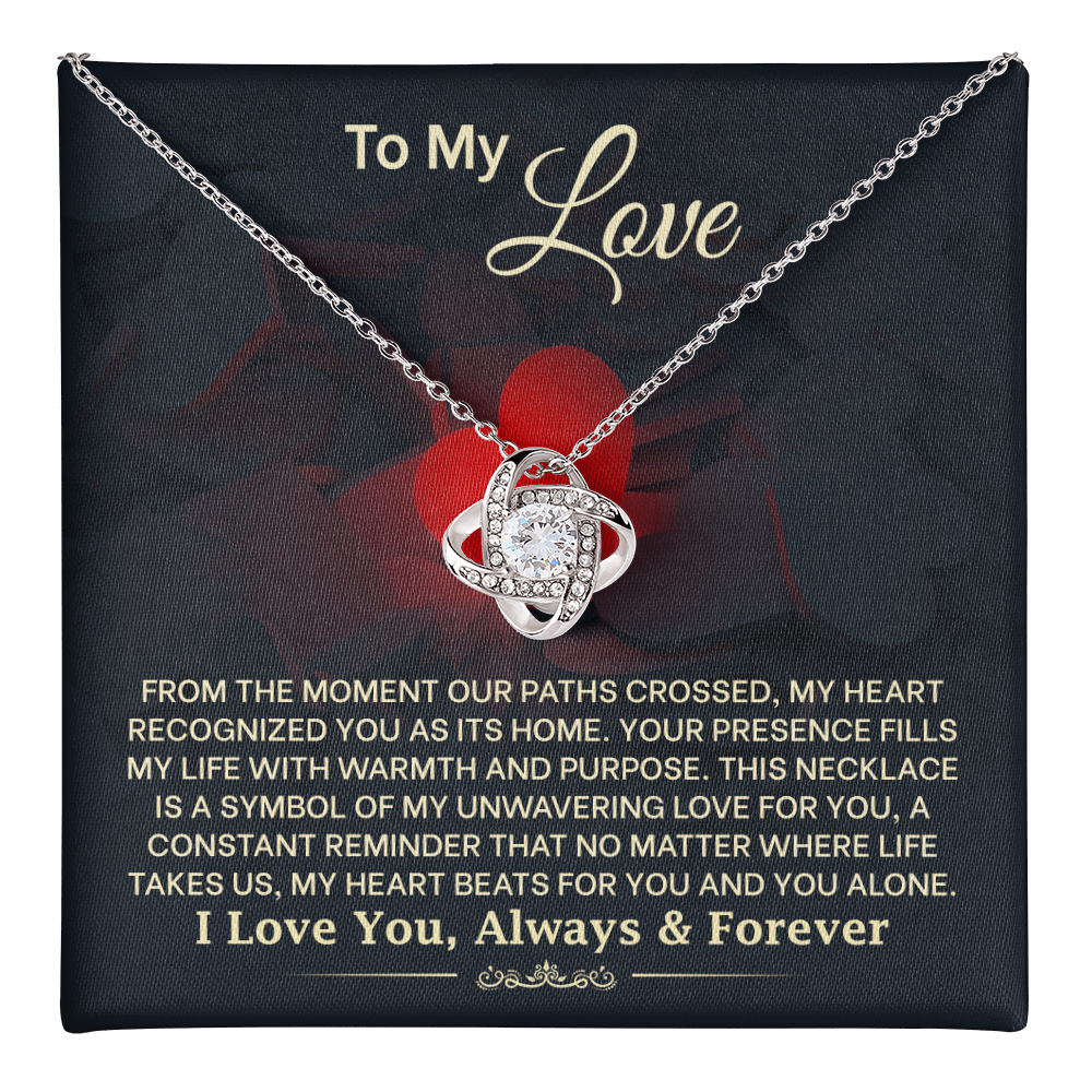 To My Love Necklace for Wife – Inspirational Valentine's Day, Wedding Anniversary Gifts for Women – 14k White Gold or 18k Yellow Gold Over Stainless Steel