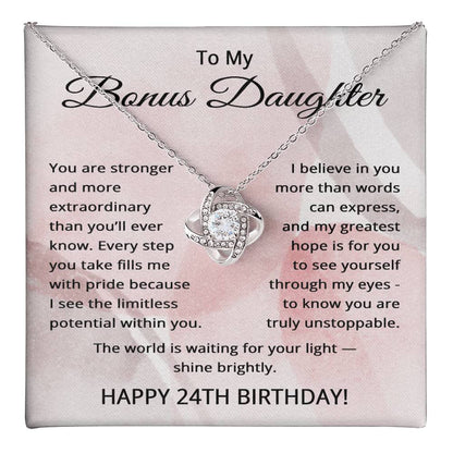 24th Birthday Gifts for Bonus Daughter - 24th Birthday Necklace for Stepdaughter - To My Step Daughter Necklace