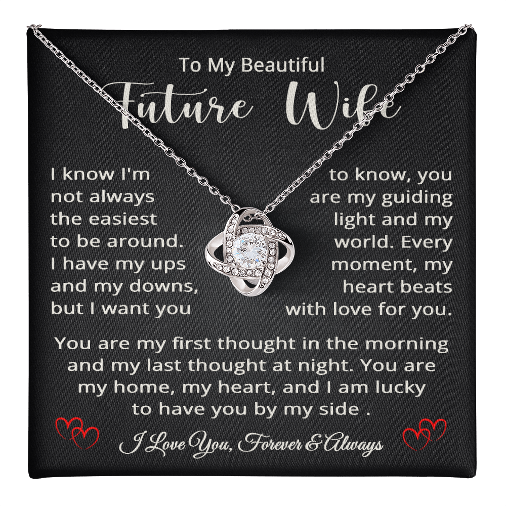 To My Future Wife Necklace, Bride to Be Jewelry for Wedding Day, Anniversary - Love Knot Pendant for Fiancée