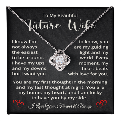 To My Future Wife Necklace, Bride to Be Jewelry for Wedding Day, Anniversary - Love Knot Pendant for Fiancée