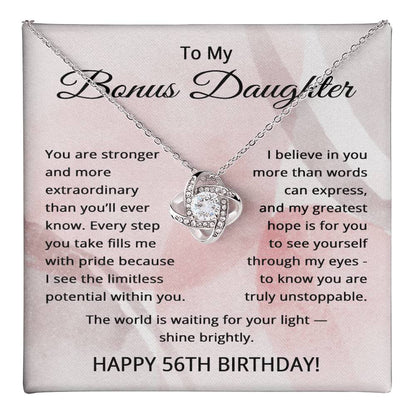 56th Birthday Gifts for Bonus Daughter - 56th Birthday Necklace for Stepdaughter - To My Step Daughter Necklace