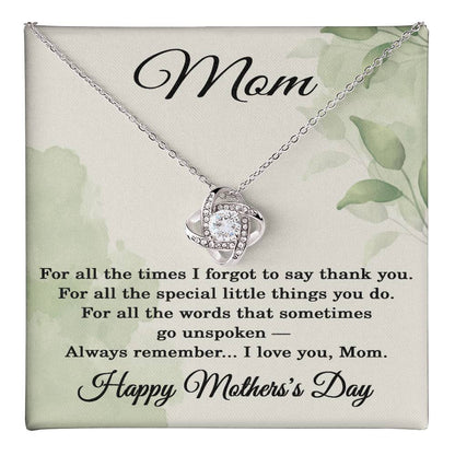 Mother's Day Love Knot Necklace for Mom – Heartfelt Thank You Gift for Mom with Message Card