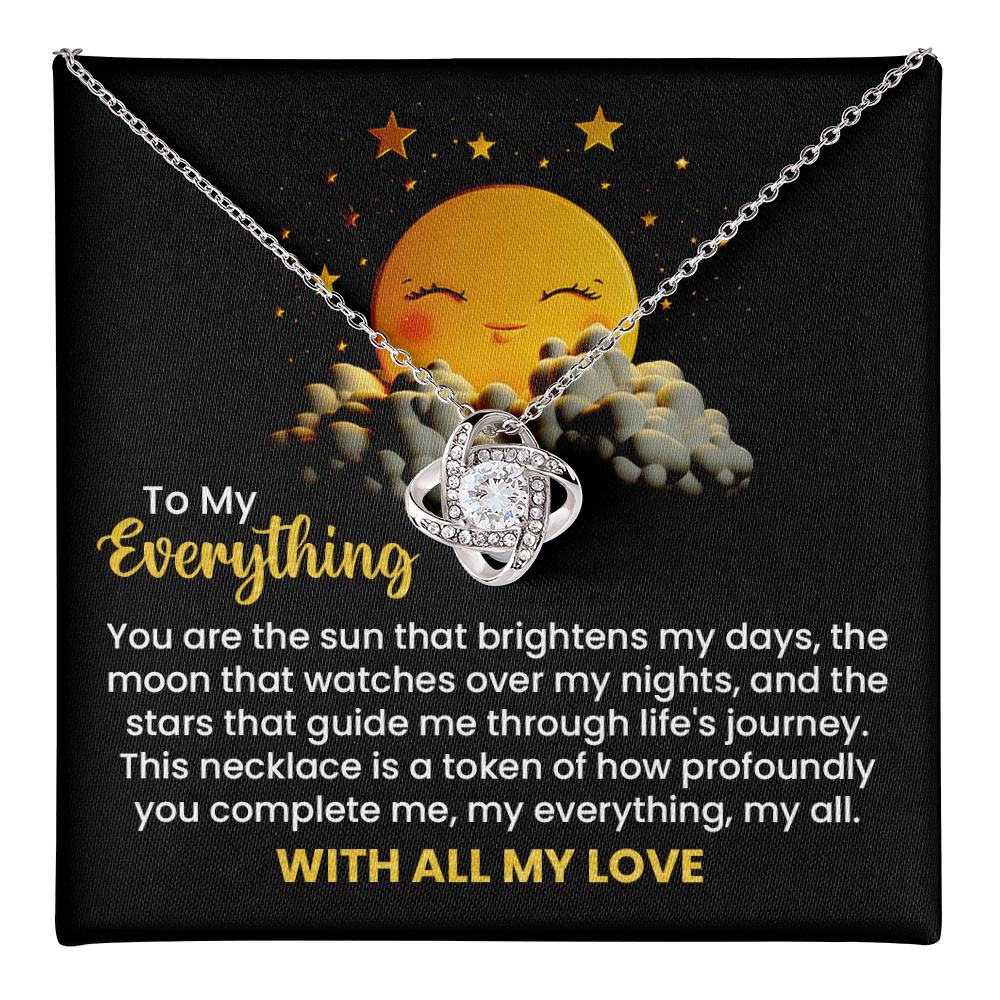 To My Everything Necklace for Wife – Inspirational Love Knot Pendant for Bride from Groom – Wedding Anniversary, Birthday, and Special Occasion Gifts for Women – With All My Love Necklace for Her