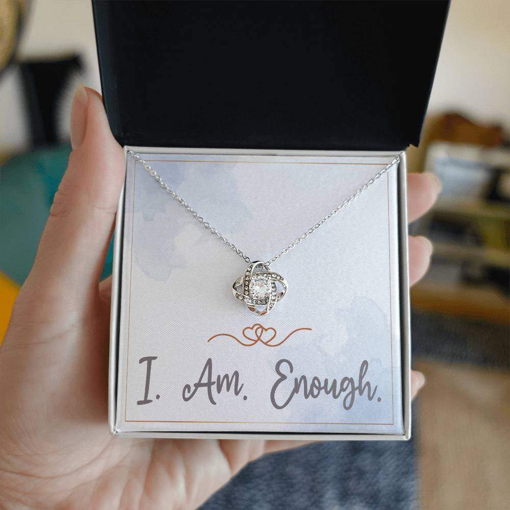 I Am Enough Necklace Christmas Gifts for Daughter Affirmation Necklace for Women Love Knot Necklace