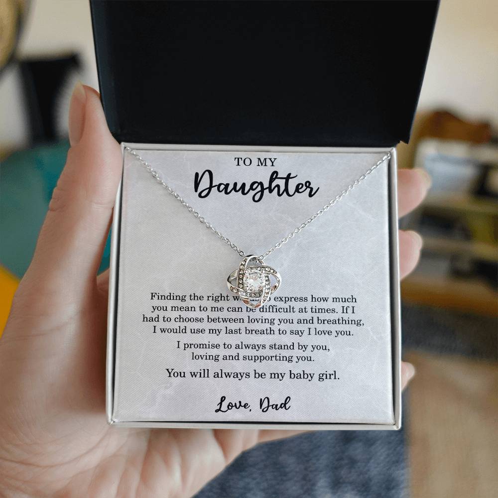 To My Daughter Necklace from from Dad Promise Necklace from Dad I Promise to Always Stand By You Daughter Christmas Gift Birthday Love Knot Pendant