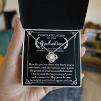 Load image into Gallery viewer, Graduation Necklace for Women, Congratulations on Your Graduation, Remember How Far You've Come and Battles You've Won, Graduate Love Knot Necklace ShineOn Fulfillment
