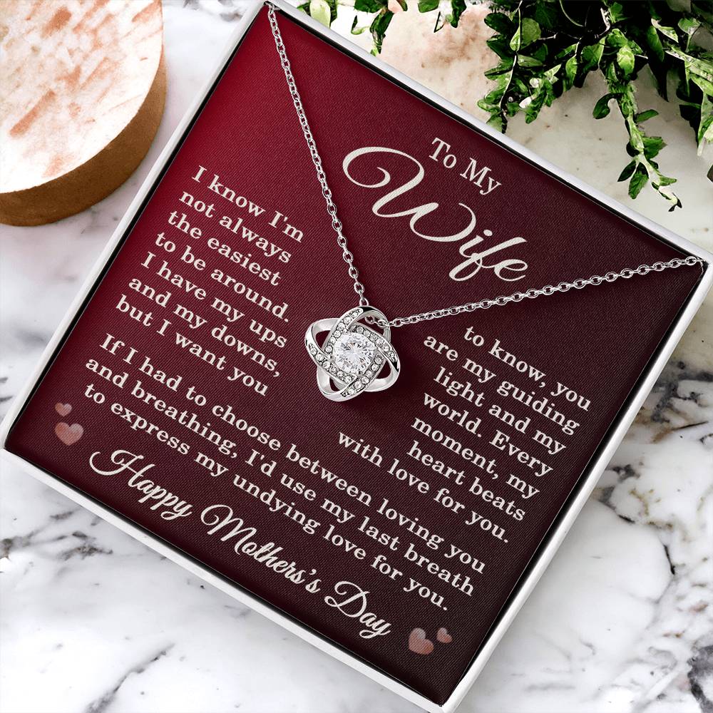 To My Wife Mother’s Day Necklace with Message Card – Romantic Pendant Gift for Wife