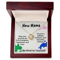 Load image into Gallery viewer, New Mama Necklace – Be Kind to Yourself Gift with Heartfelt Message Card, Baby Shower Love Knot ShineOn Fulfillment
