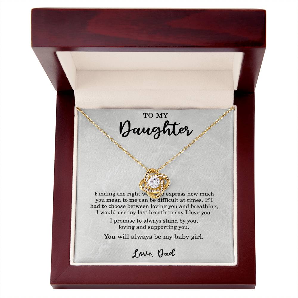 To My Daughter Necklace from from Dad Promise Necklace from Dad I Promise to Always Stand By You Daughter Christmas Gift Birthday Love Knot Pendant