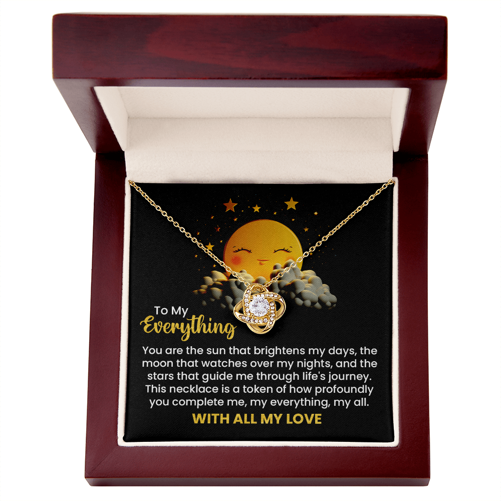 To My Everything Necklace for Wife – Inspirational Love Knot Pendant for Bride from Groom – Wedding Anniversary, Birthday, and Special Occasion Gifts for Women – With All My Love Necklace for Her