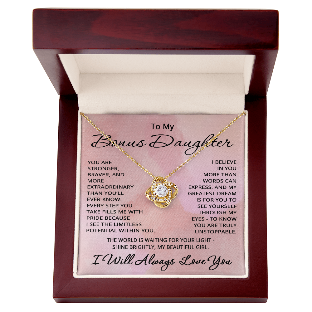 Bonus Daughter Necklace – Birthday or Christmas Gift from Stepmom or Stepdad – Stepdaughter or Step-daughter Jewelry