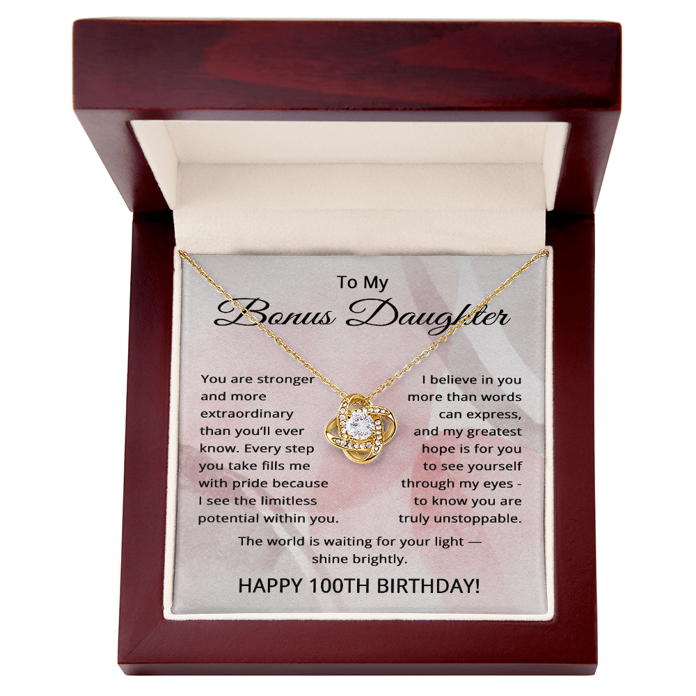 100th Birthday Gifts for Bonus Daughter - 100th Birthday Necklace for Stepdaughter - To My Step Daughter Necklace