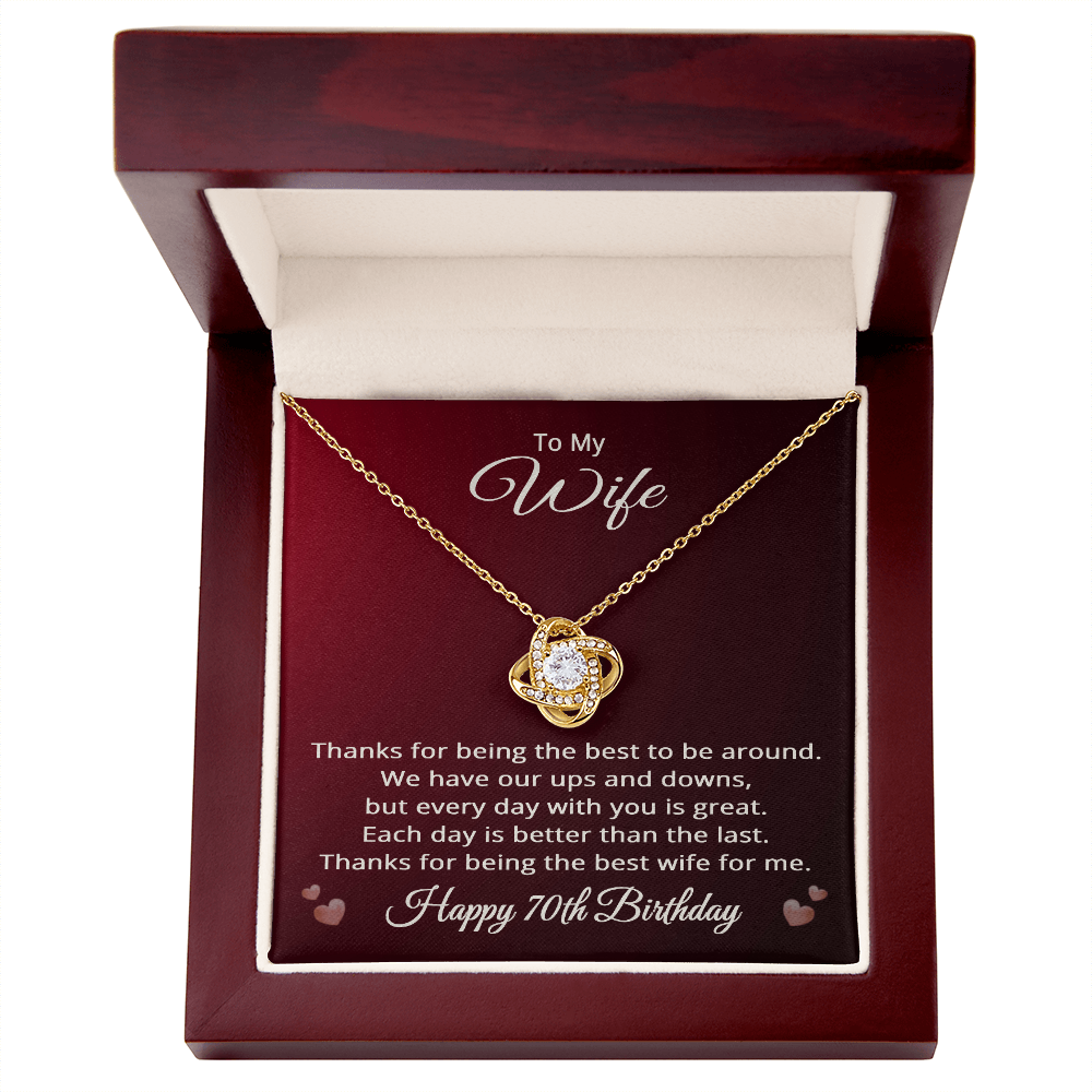 70th Wedding Anniversary Necklace for Wife - Love Knot Pendant Necklace