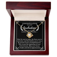 Load image into Gallery viewer, Graduation Necklace for Women, Congratulations on Your Graduation, Remember How Far You've Come and Battles You've Won, Graduate Love Knot Necklace ShineOn Fulfillment
