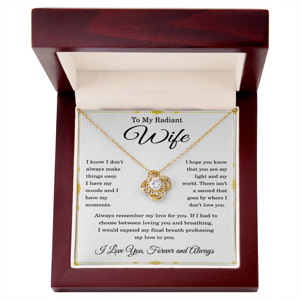 To My Wife Necklace Love Knot Pendant Birthday Christmas Anniversary Valentine's Day I Know for Sure That You Are the One I Want to Be With