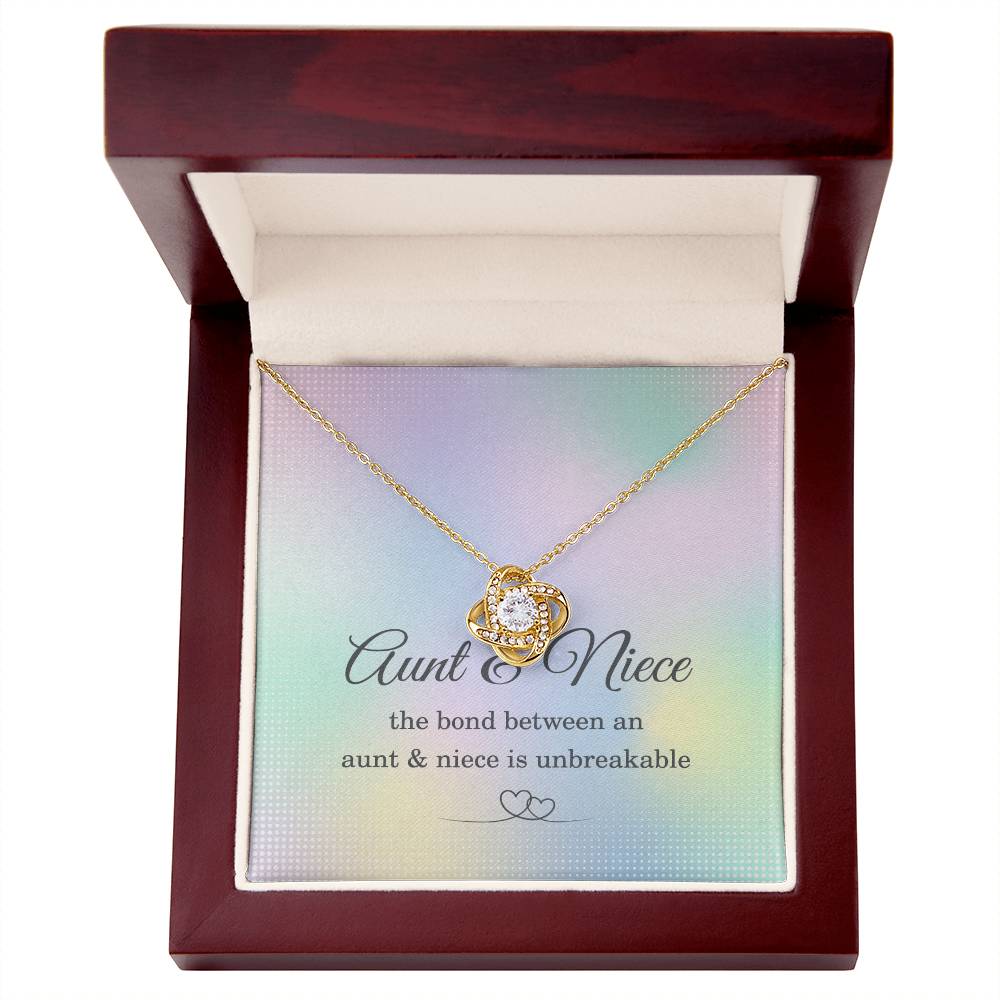 Inspirational Jewelry for Aunt, Aunt and Niece Love Knot Necklace, Gifts for Niece Birthday from Aunt, Unbreakable Bond 14K White Gold Cubic Zirconia