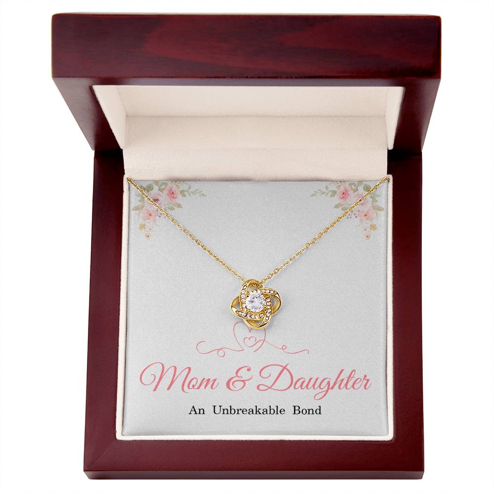 Mom Love Knot Necklace – Mother’s Day, Birthday, or Christmas Gift from Daughter – Mother and Daughter Pendant for an Unbreakable Bond
